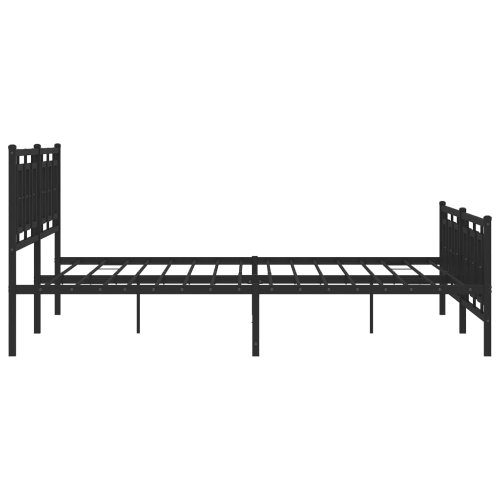 Metal Bed Frame without Mattress with Footboard Black 193x203cm