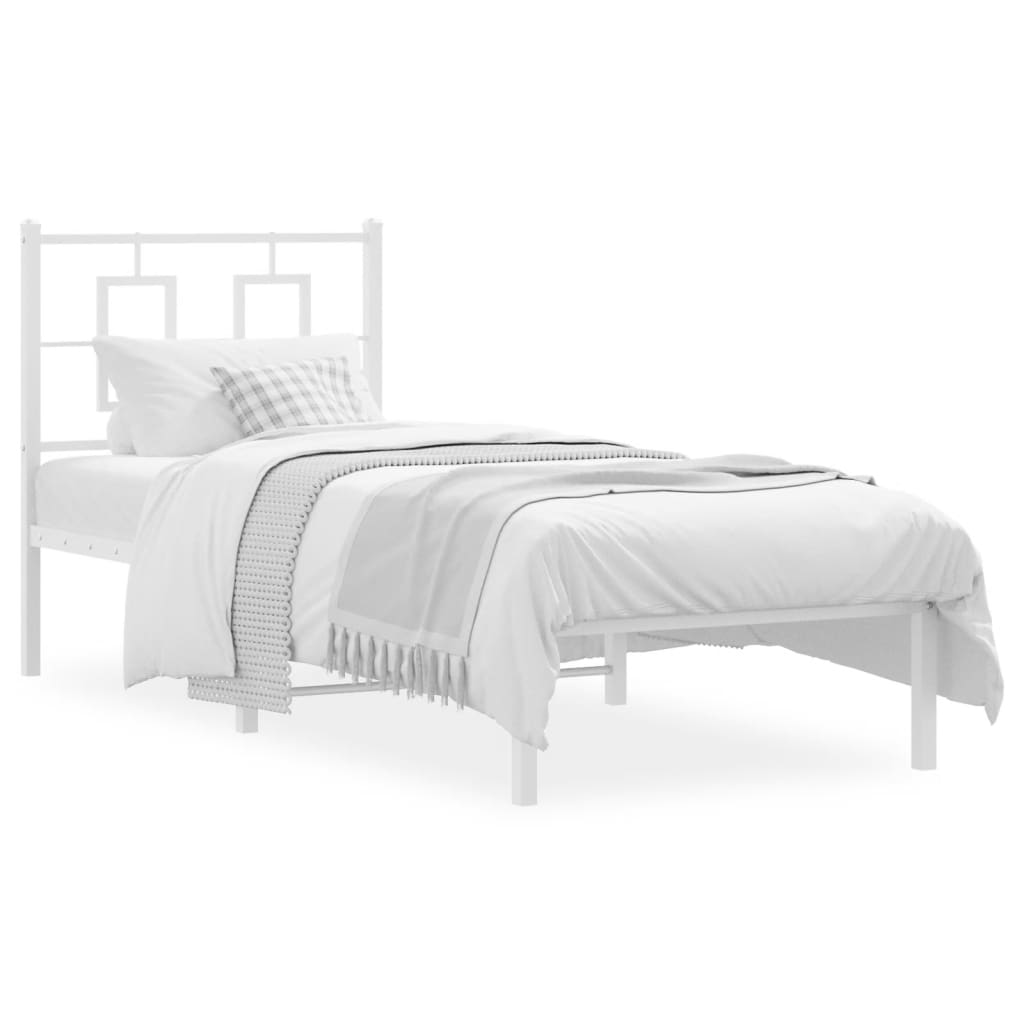 Metal Bed Frame without Mattress with Headboard White 80x200cm