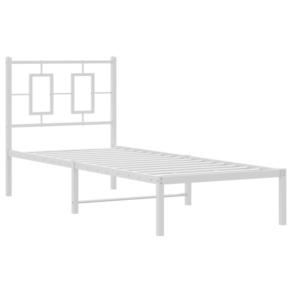 Metal Bed Frame without Mattress with Headboard White 80x200cm