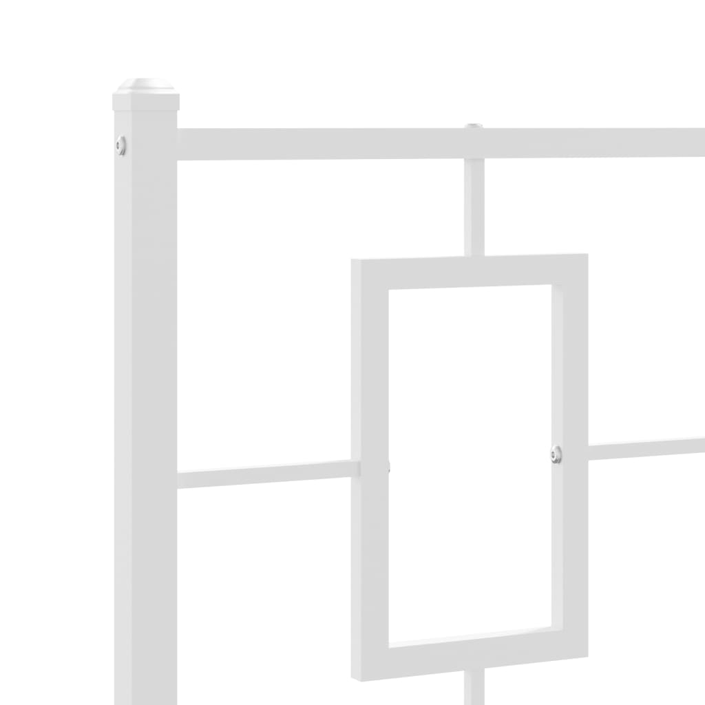 Metal Bed Frame without Mattress with Headboard White 80x200cm