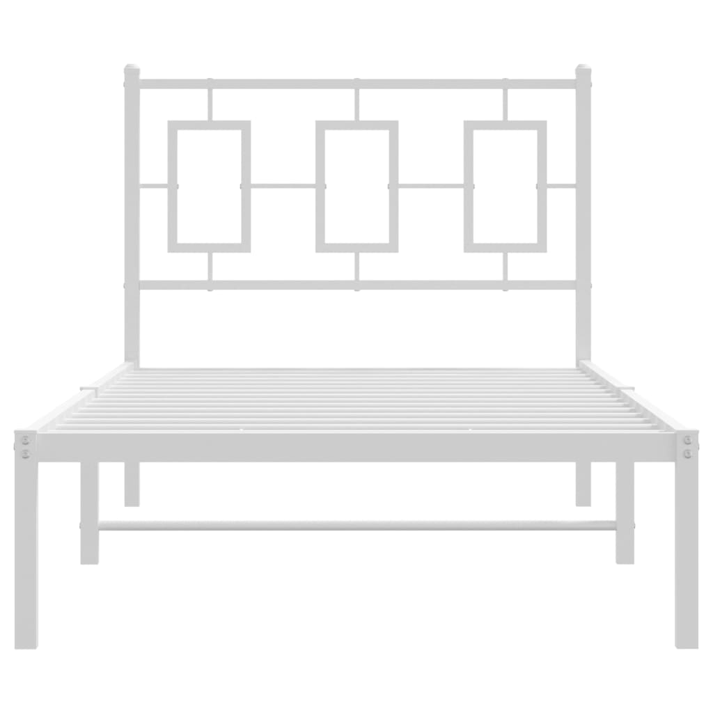 Metal Bed Frame without Mattress with Headboard White 90x190cm