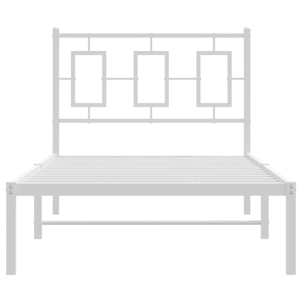 Metal Bed Frame without Mattress with Headboard White 90x200cm