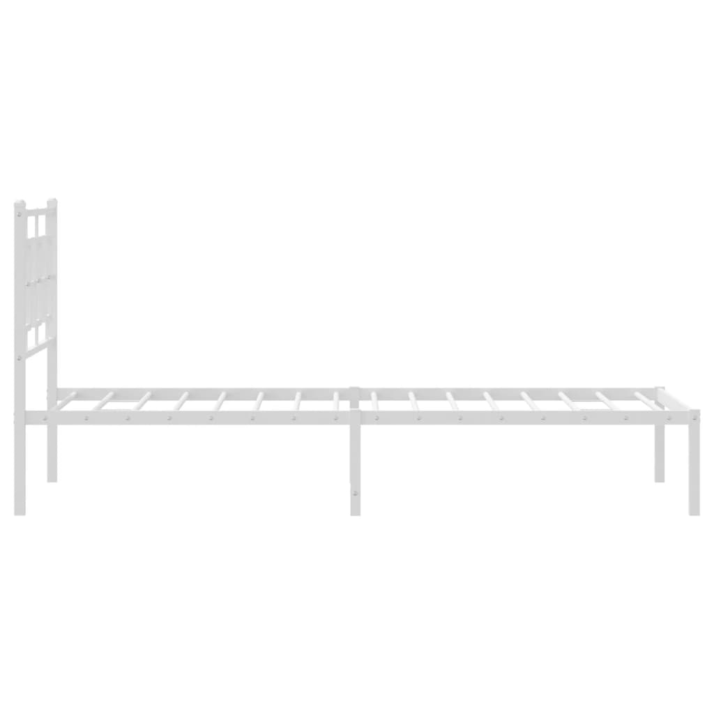 Metal Bed Frame without Mattress with Headboard White 90x200cm