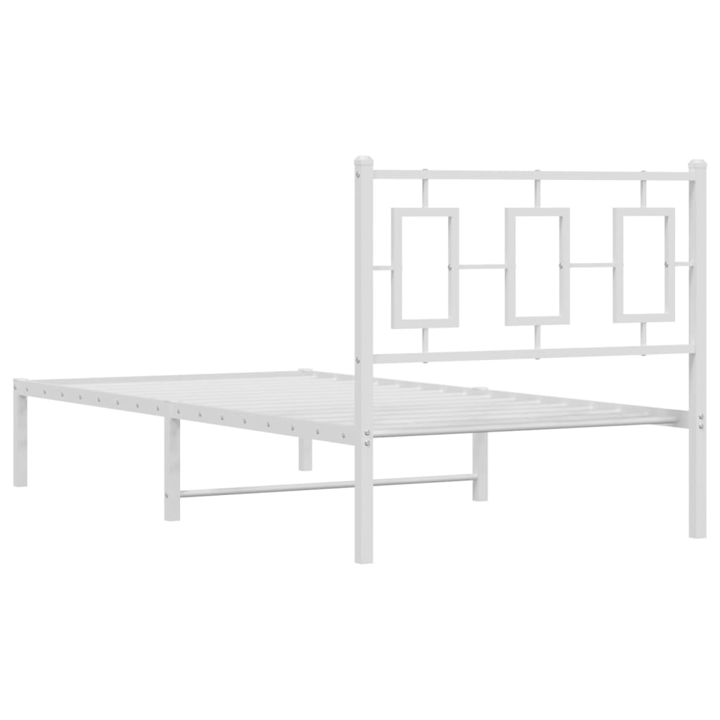 Metal Bed Frame without Mattress with Headboard White 90x200cm