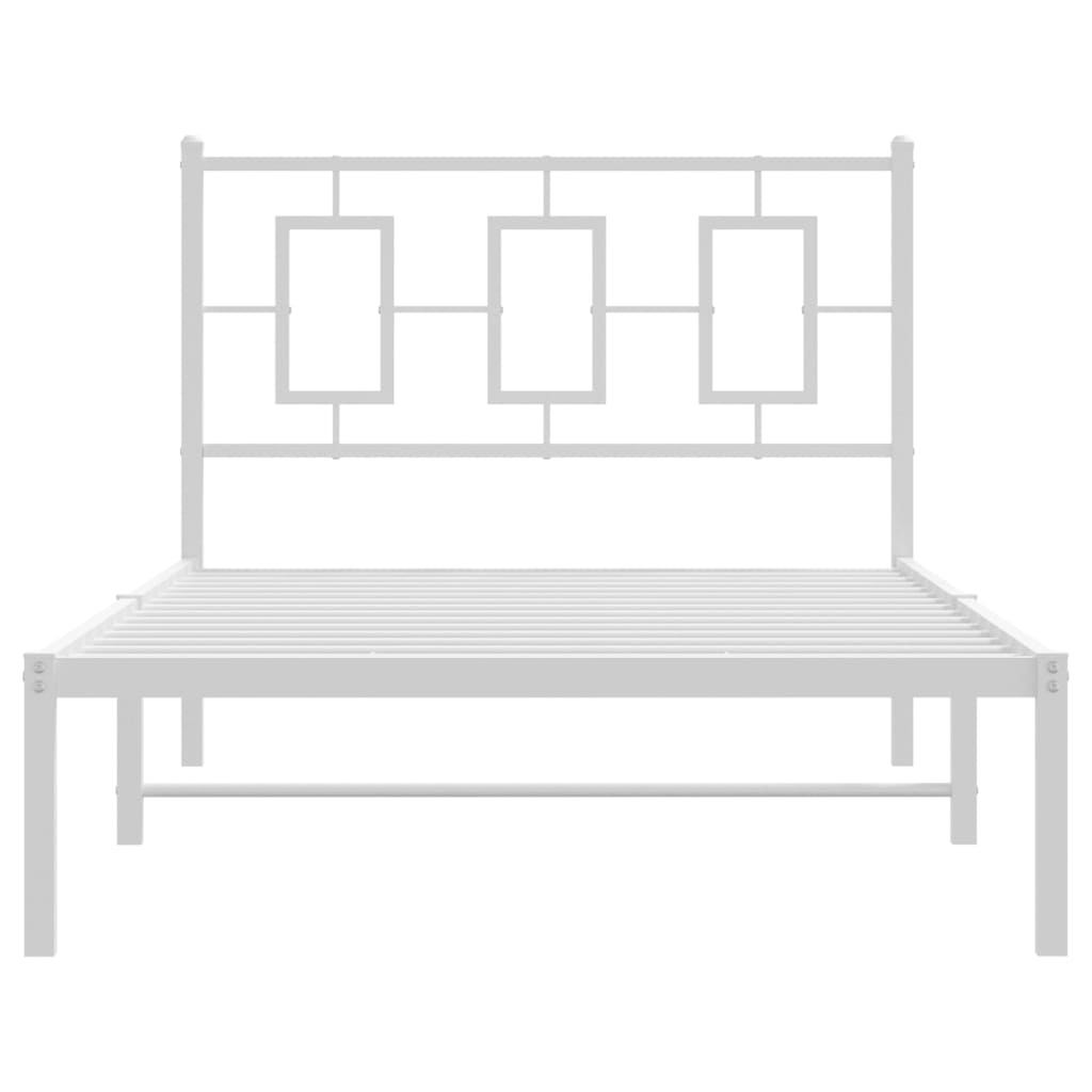 Metal Bed Frame without Mattress with Headboard White 100x190cm