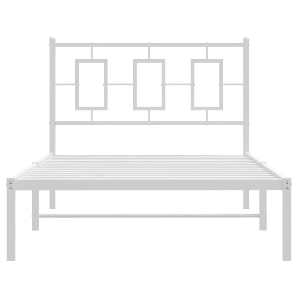 Metal Bed Frame without Mattress with Headboard White 100x200cm