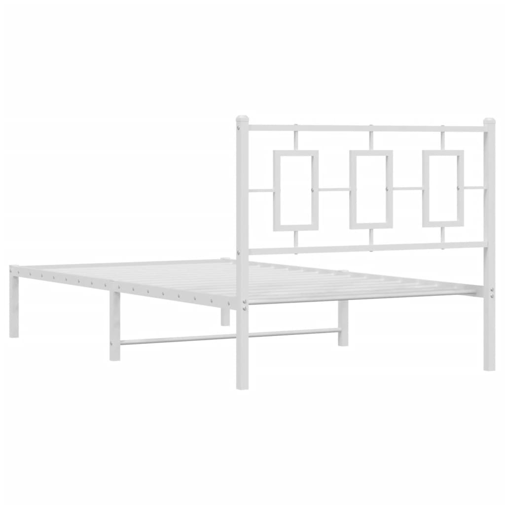 Metal Bed Frame without Mattress with Headboard White 100x200cm