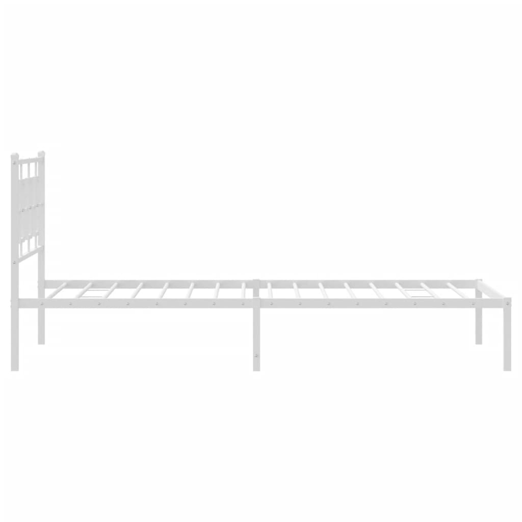 Metal Bed Frame without Mattress with Headboard White 107x203cm