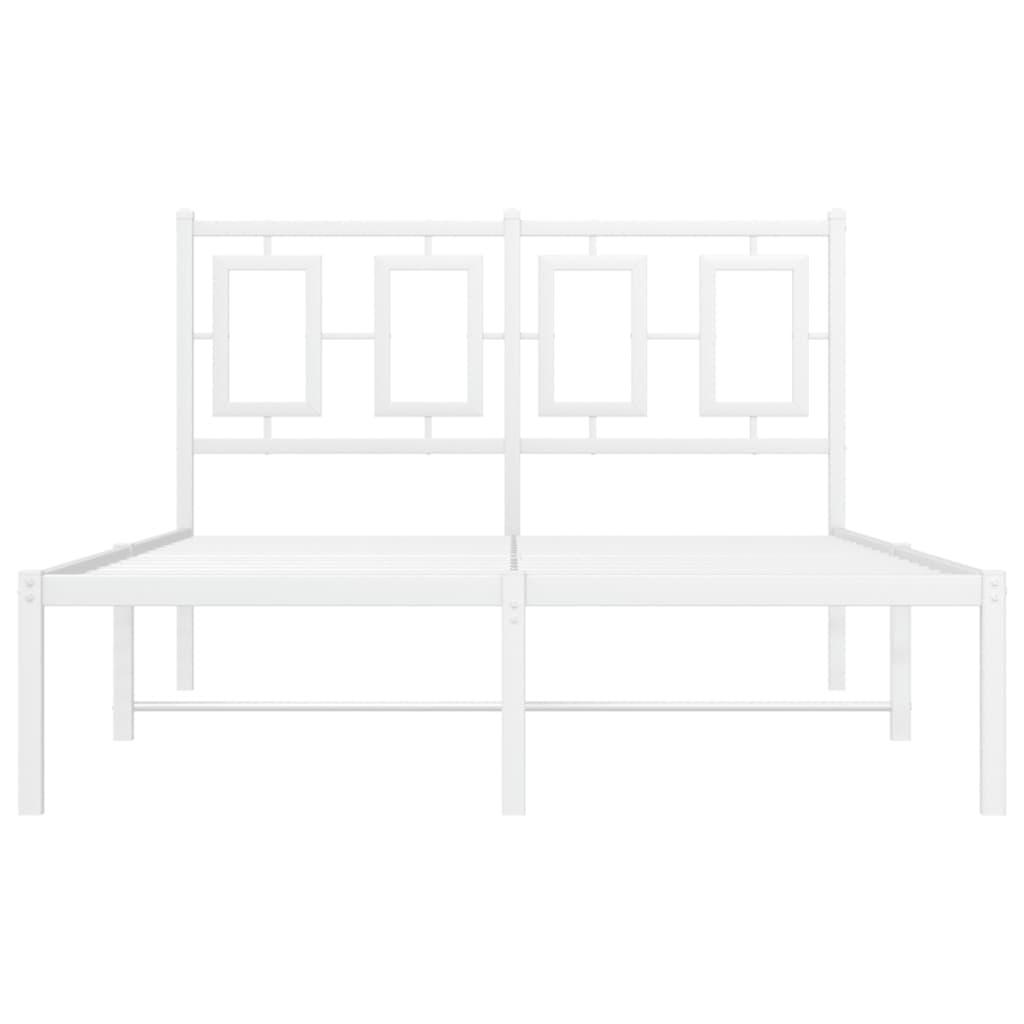 Metal Bed Frame without Mattress with Headboard White 120x190cm