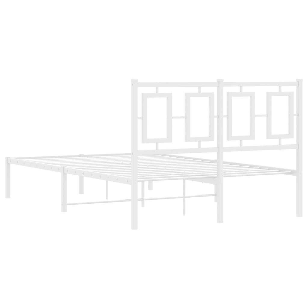 Metal Bed Frame without Mattress with Headboard White 120x190cm