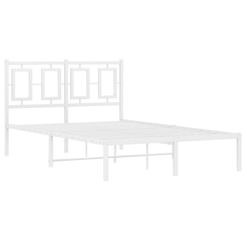 Metal Bed Frame without Mattress with Headboard White 120x200cm