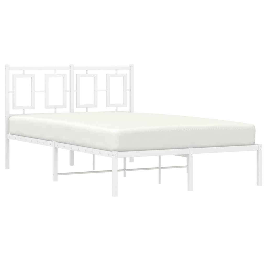 Metal Bed Frame without Mattress with Headboard White 120x200cm