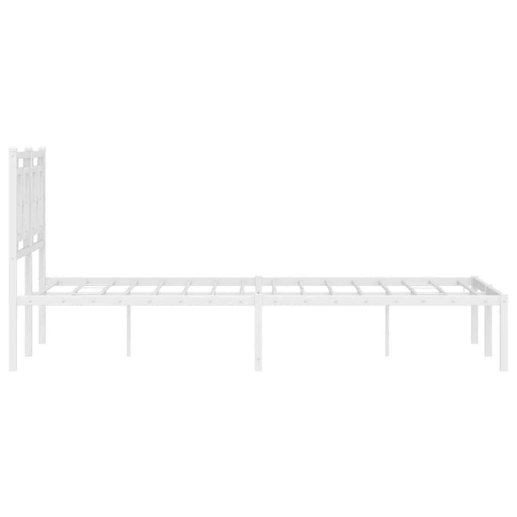 Metal Bed Frame without Mattress with Headboard White 120x200cm