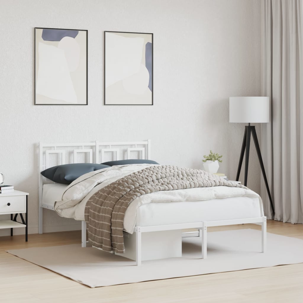 Metal Bed Frame without Mattress with Headboard White 120x200cm