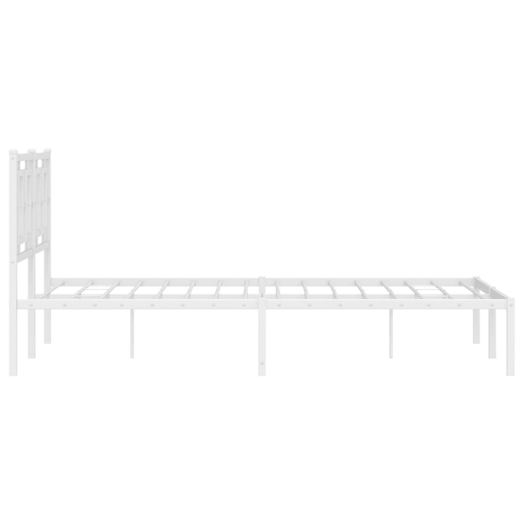 Metal Bed Frame without Mattress with Headboard White 135x190cm