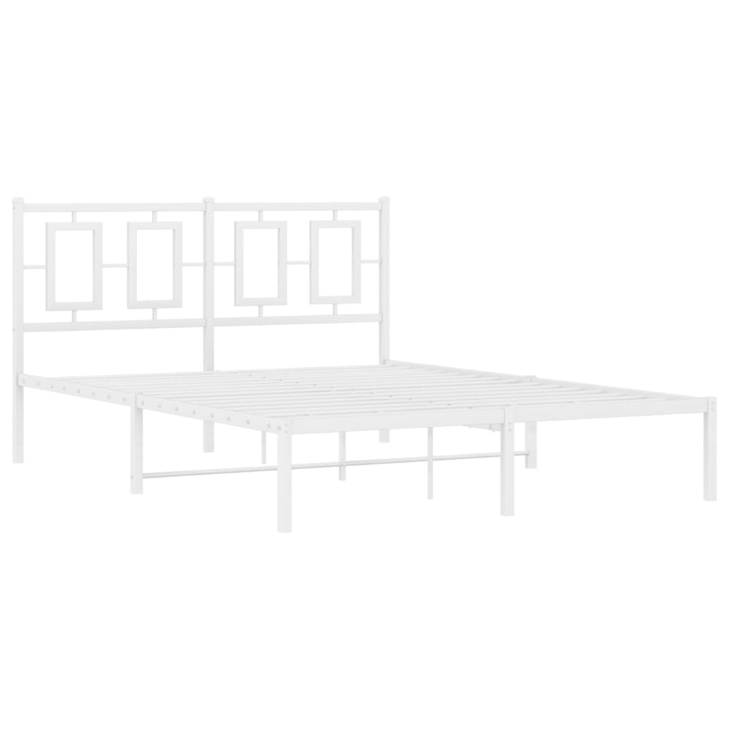 Metal Bed Frame without Mattress with Headboard White 140x200cm