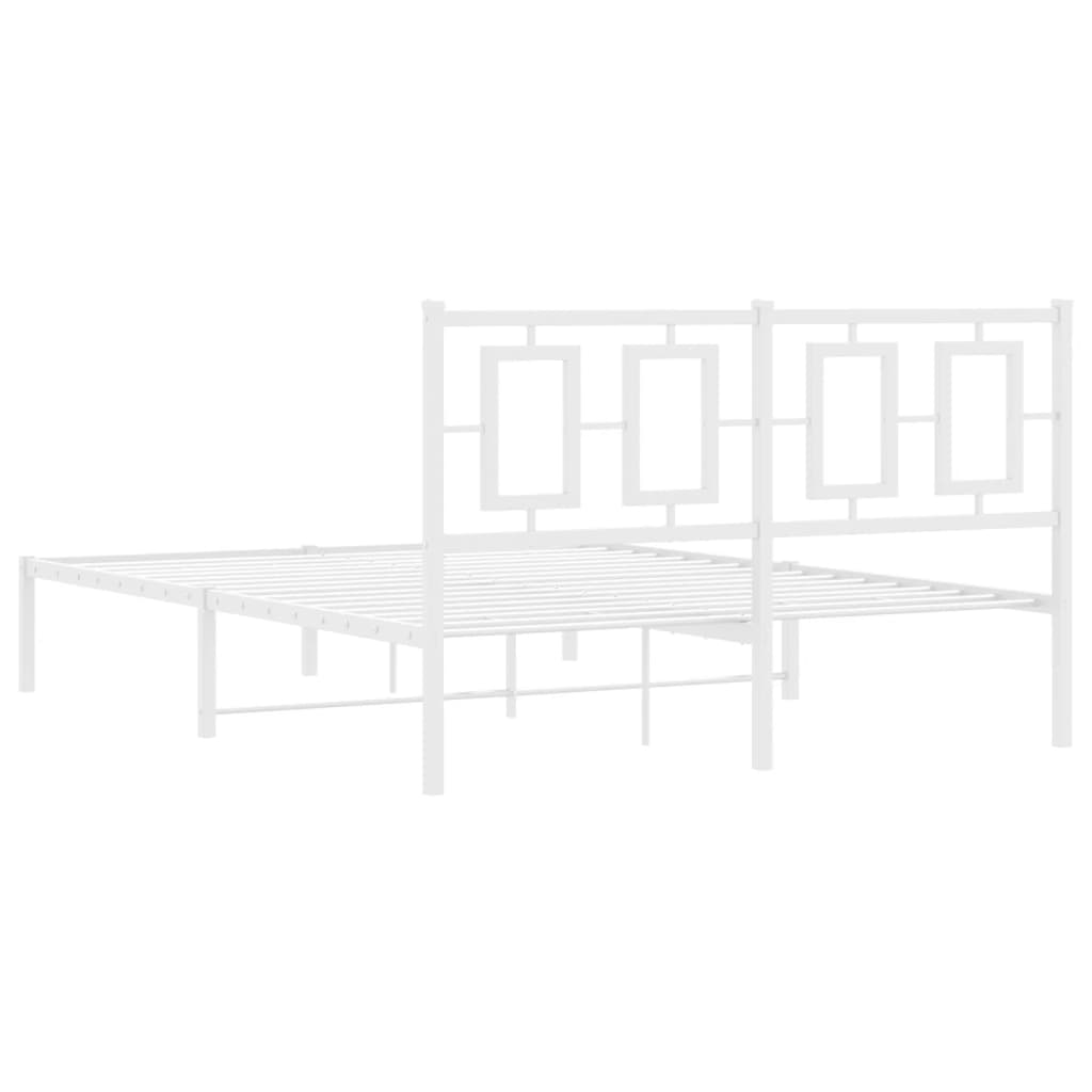 Metal Bed Frame without Mattress with Headboard White 140x200cm