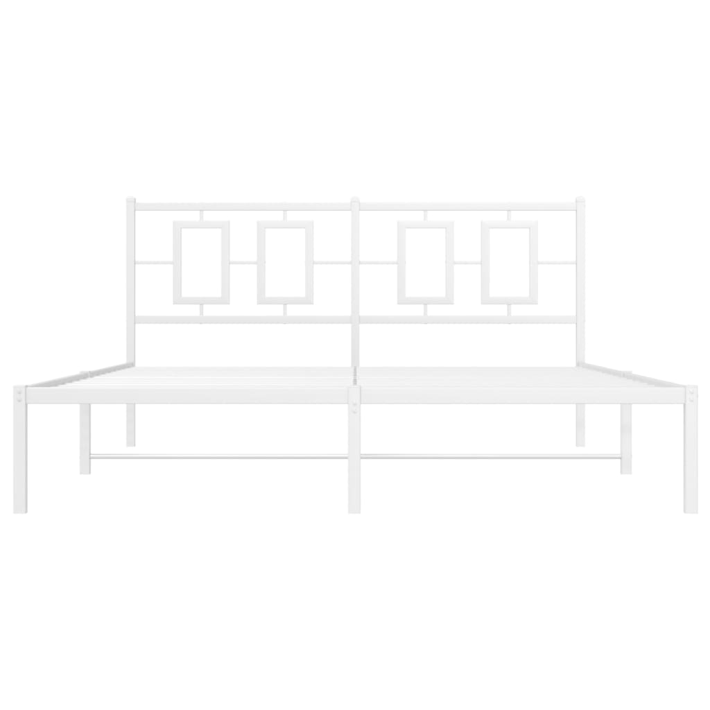 Metal Bed Frame without Mattress with Headboard White 160x200cm