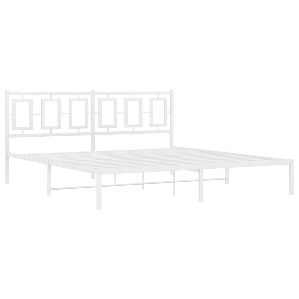 Metal Bed Frame without Mattress with Headboard White 180x200cm