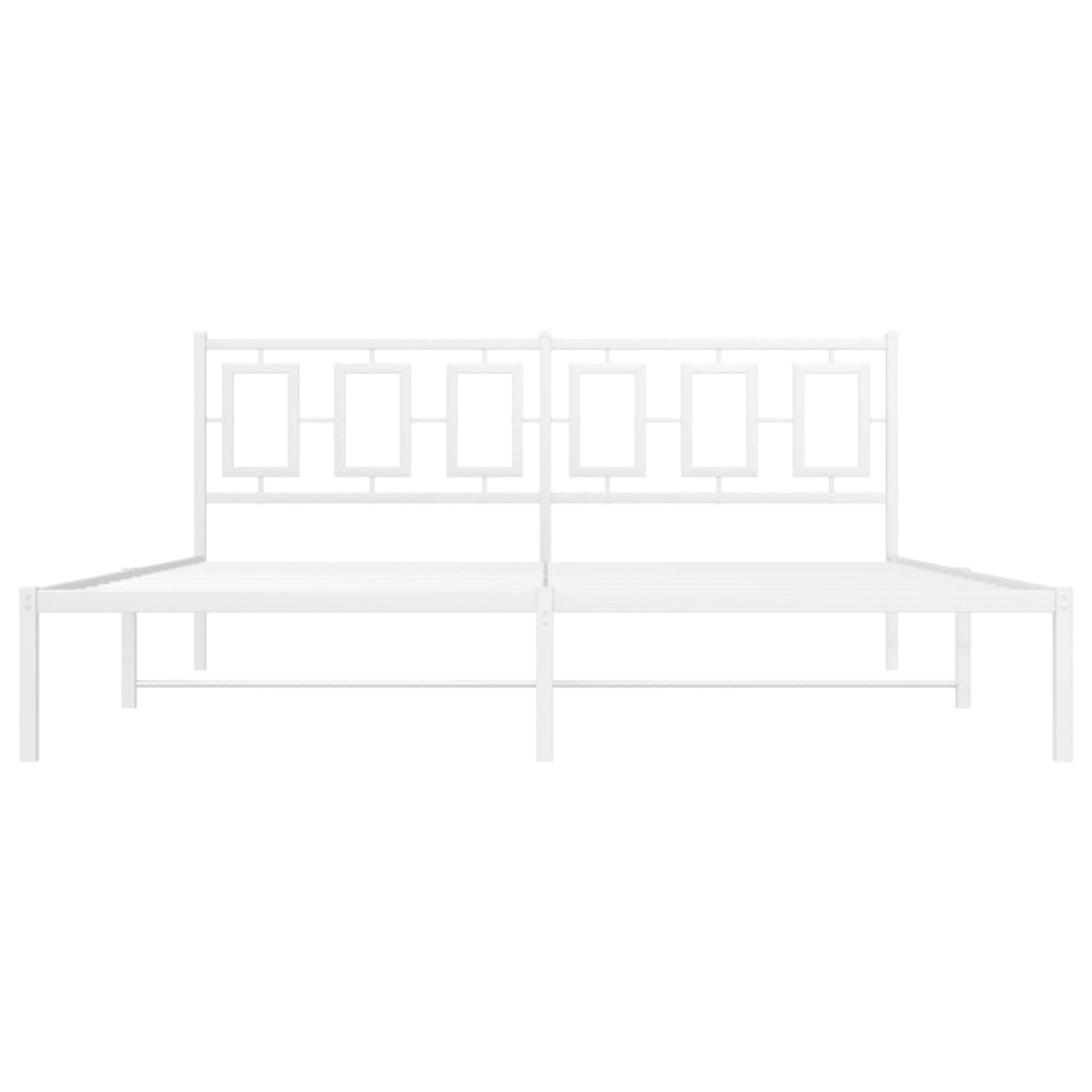 Metal Bed Frame without Mattress with Headboard White 180x200cm