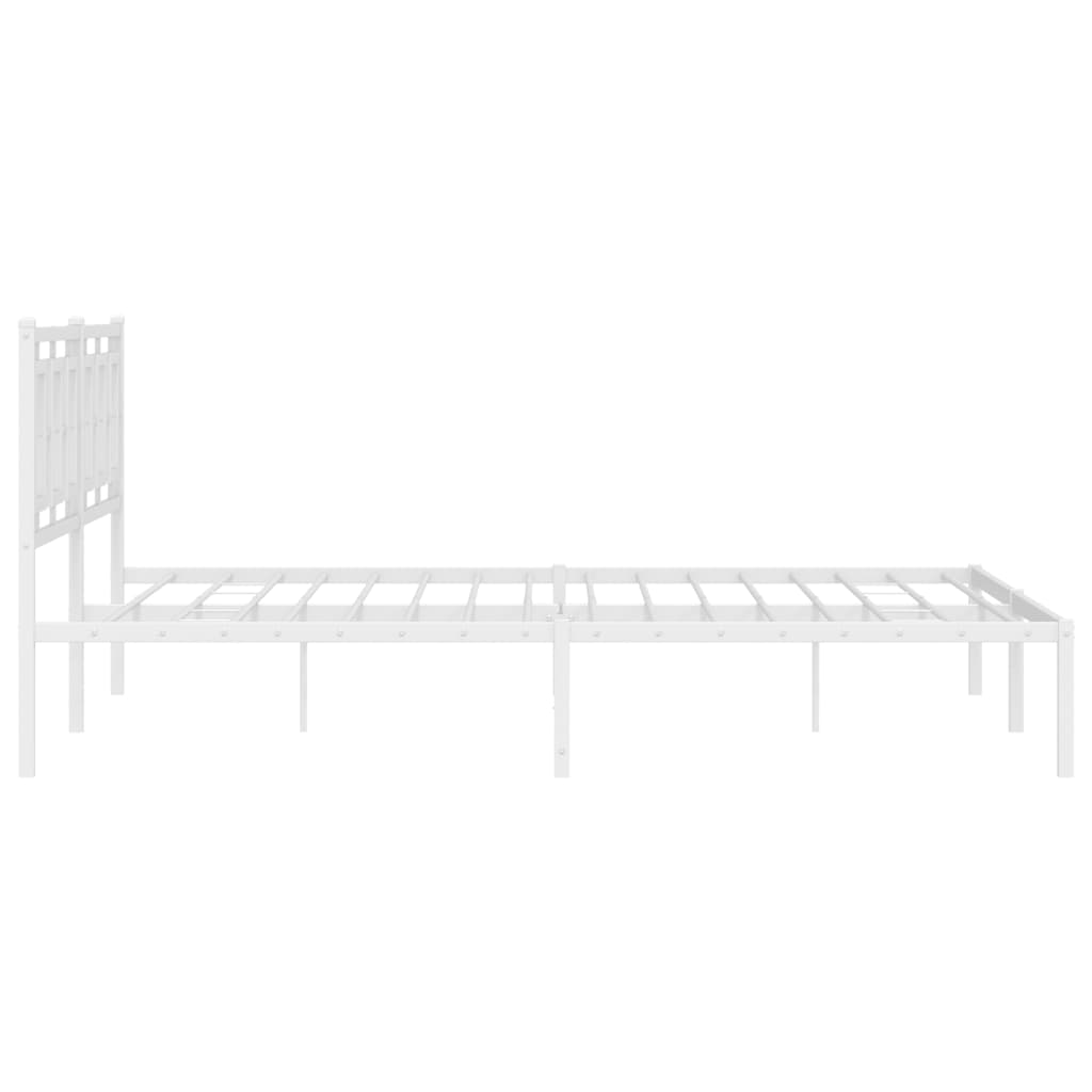 Metal Bed Frame without Mattress with Headboard White 180x200cm