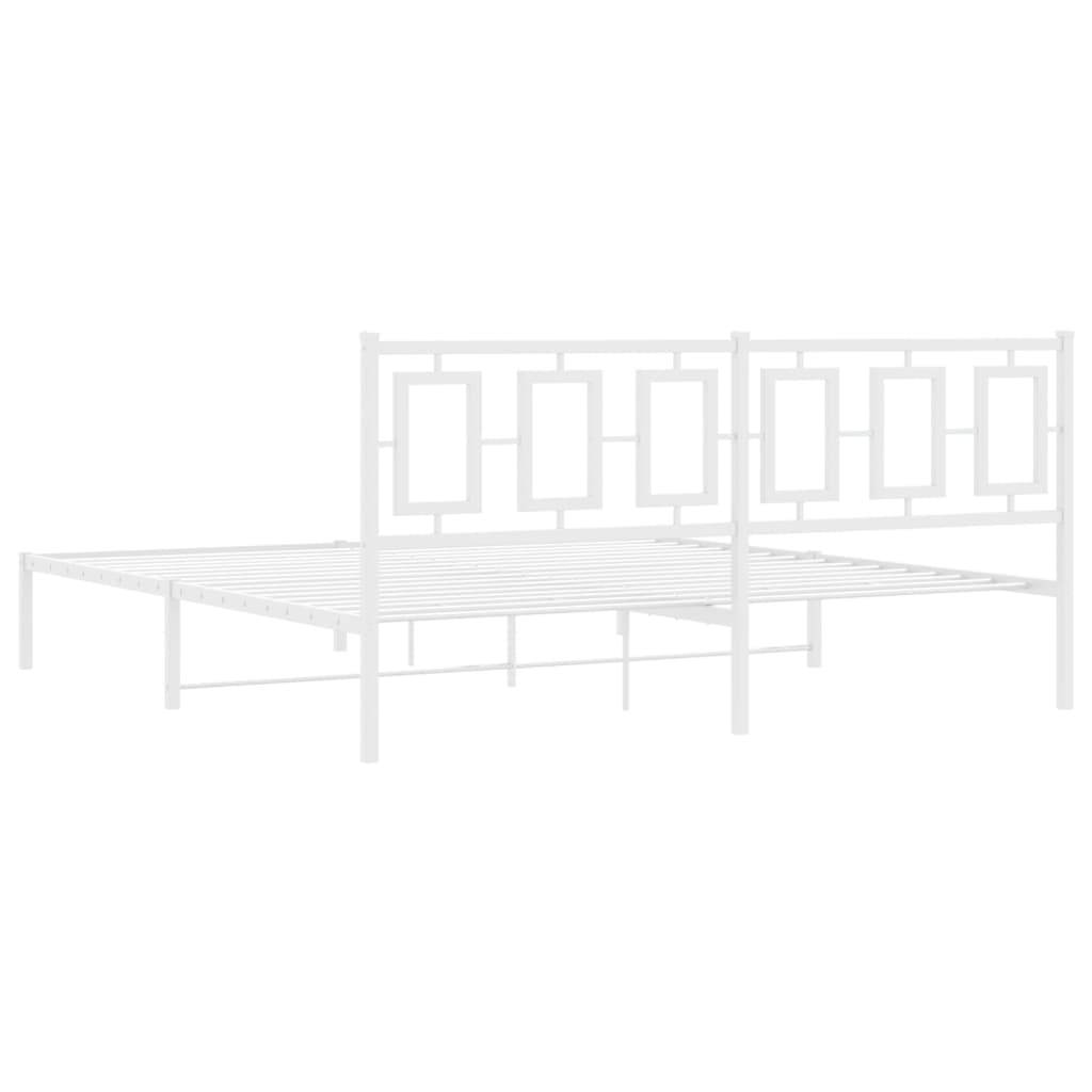 Metal Bed Frame without Mattress with Headboard White 180x200cm