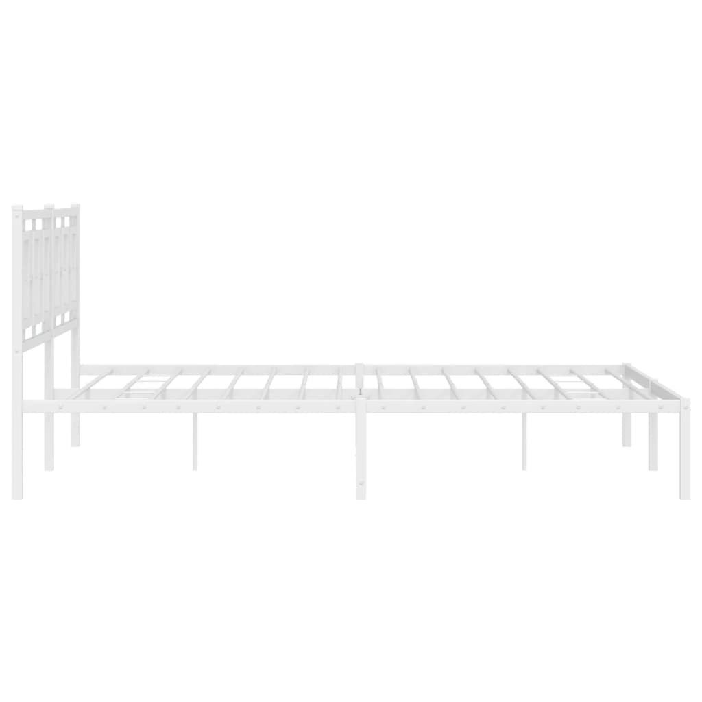 Metal Bed Frame without Mattress with Headboard White 183x213cm