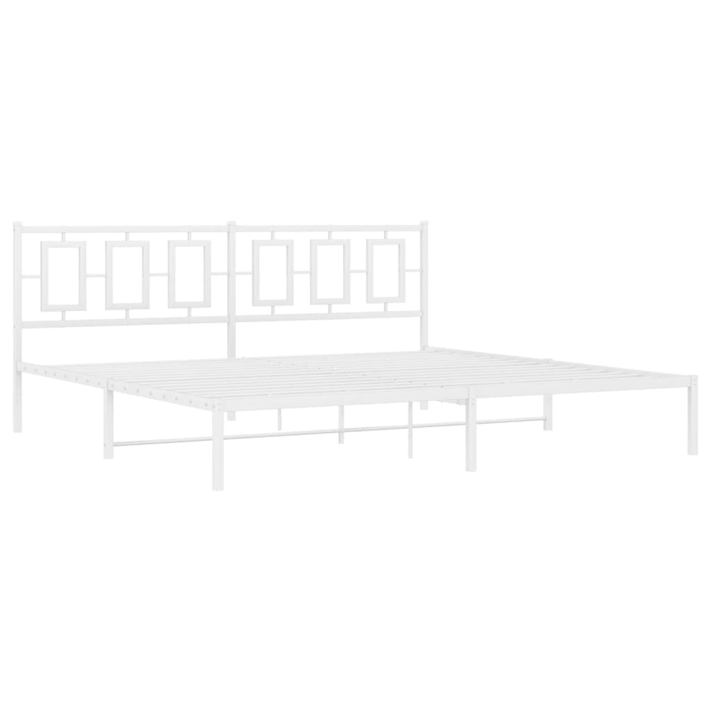 Metal Bed Frame without Mattress with Headboard White 193x203cm