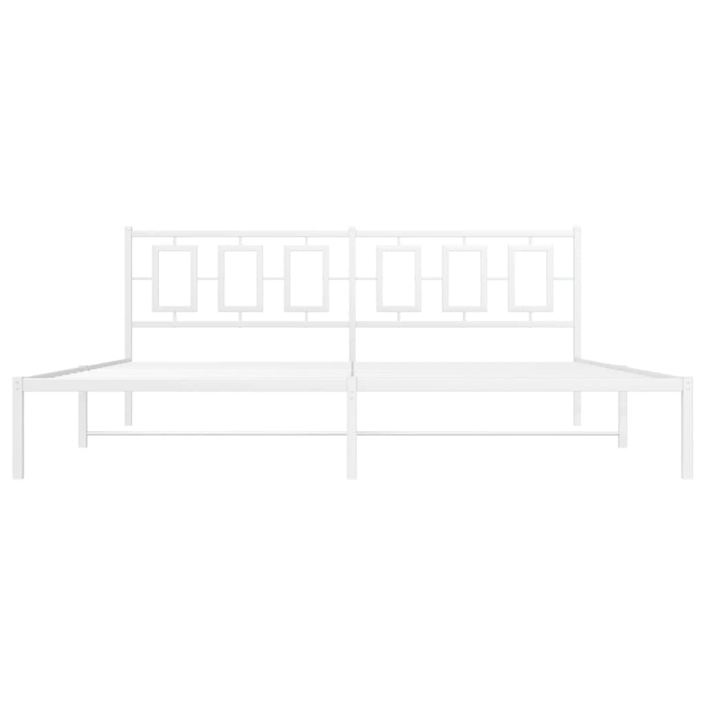 Metal Bed Frame without Mattress with Headboard White 193x203cm