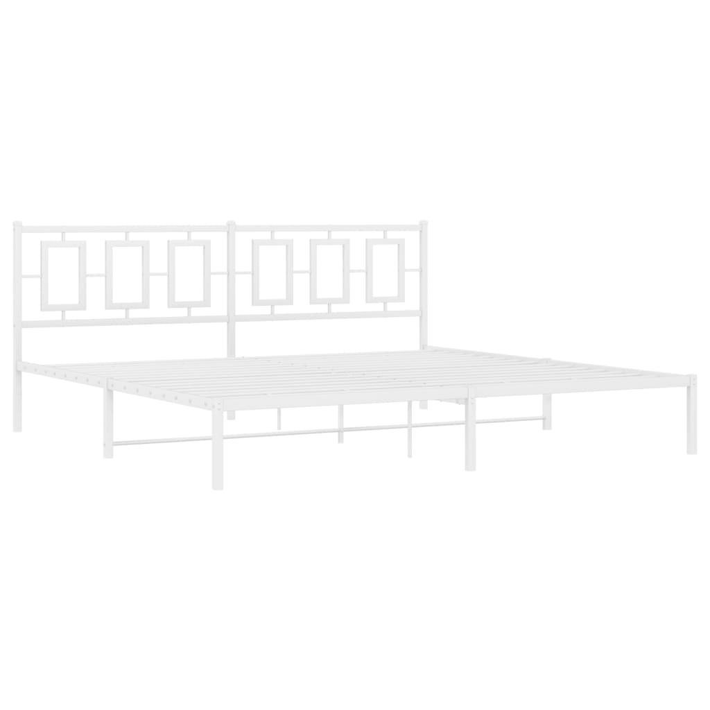 Metal Bed Frame without Mattress with Headboard White 200x200cm