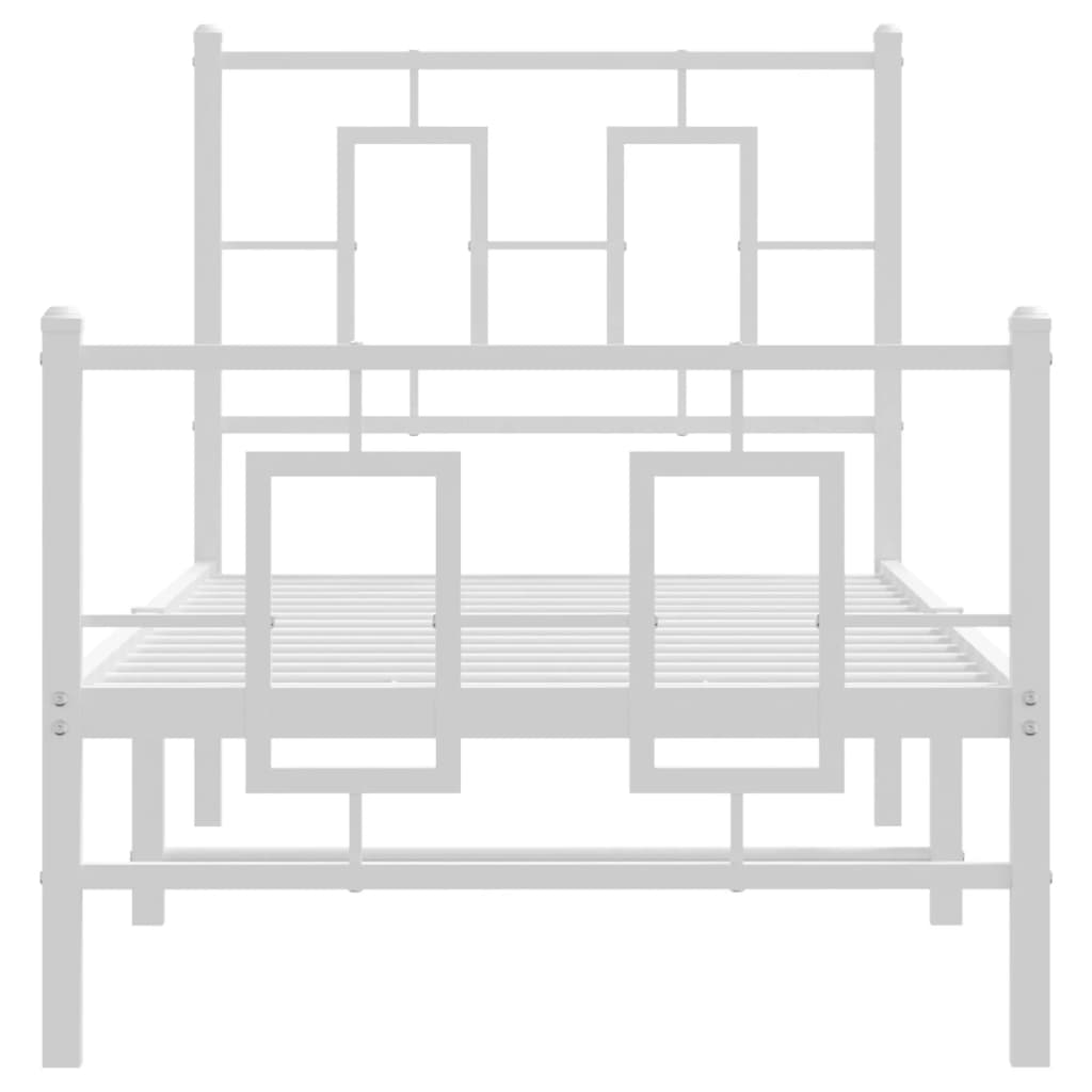Metal Bed Frame without Mattress with Footboard White 80x200cm