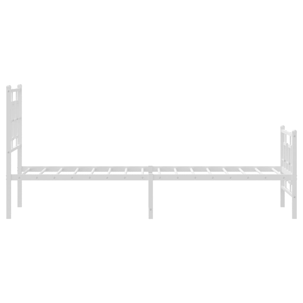 Metal Bed Frame without Mattress with Footboard White 80x200cm