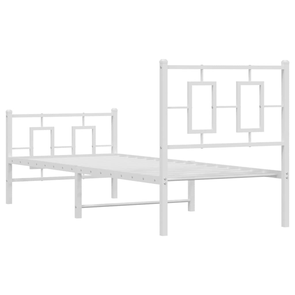 Metal Bed Frame without Mattress with Footboard White 80x200cm