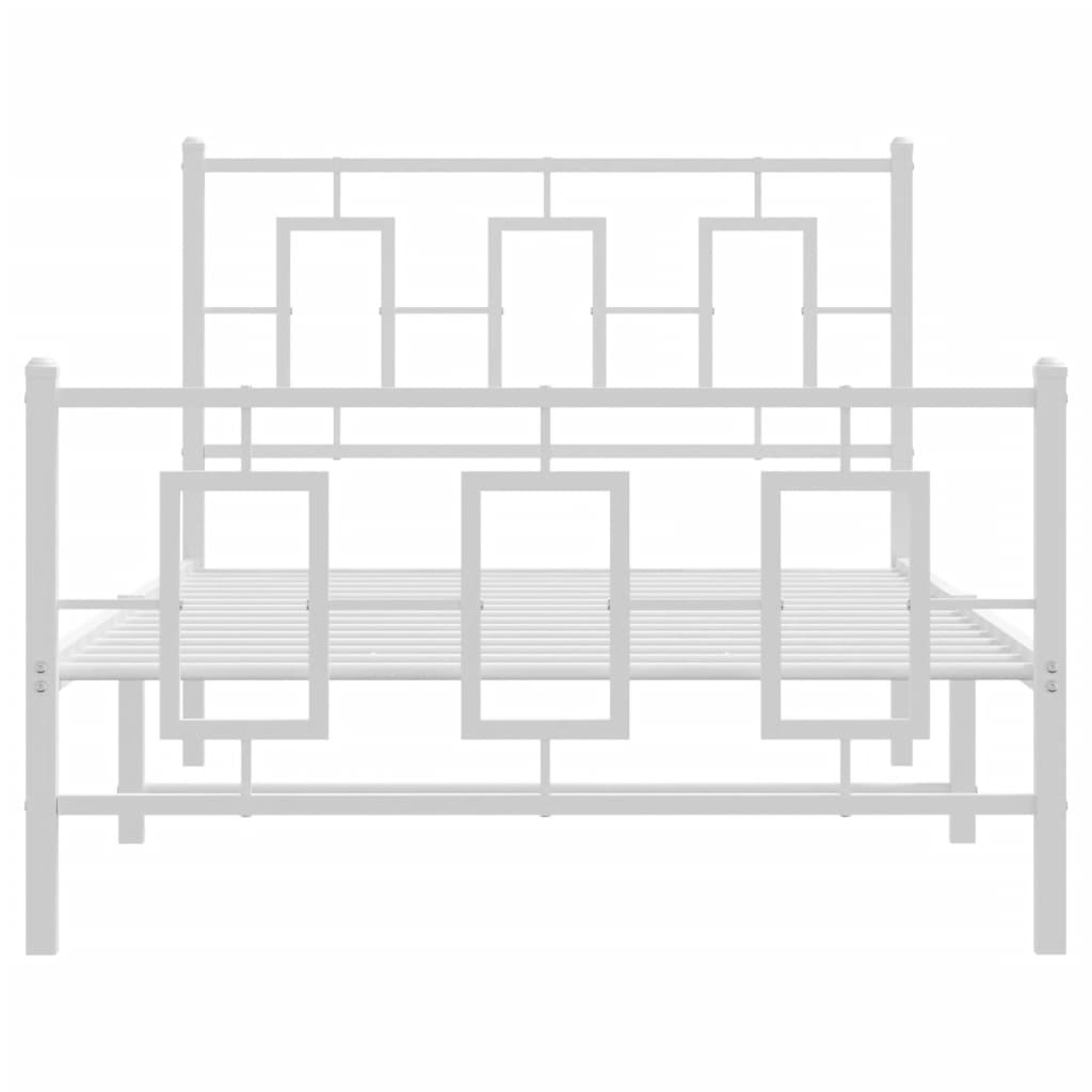 Metal Bed Frame without Mattress with Footboard White 100x190cm