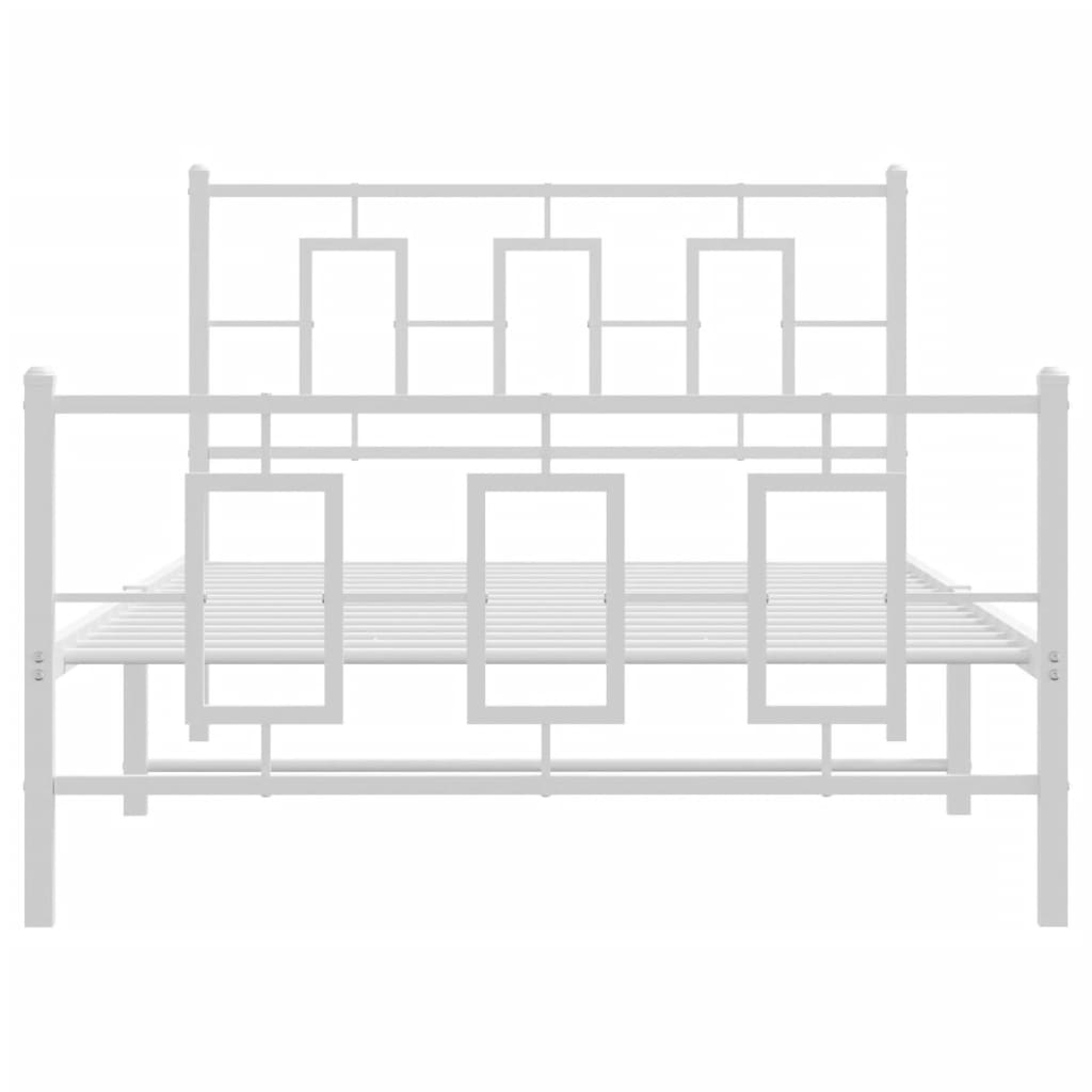 Metal Bed Frame without Mattress with Footboard White 107x203cm