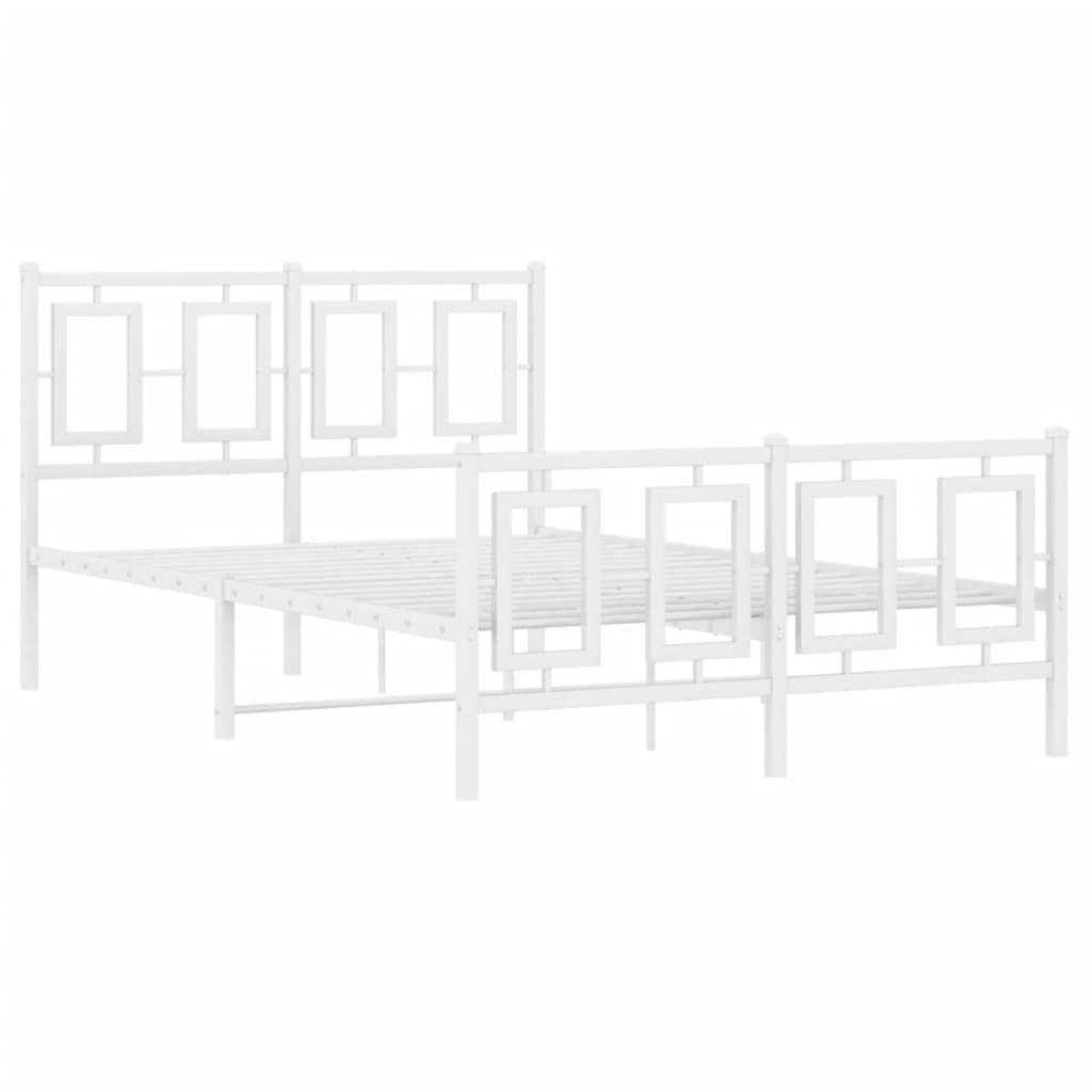 Metal Bed Frame without Mattress with Footboard White 120x190cm