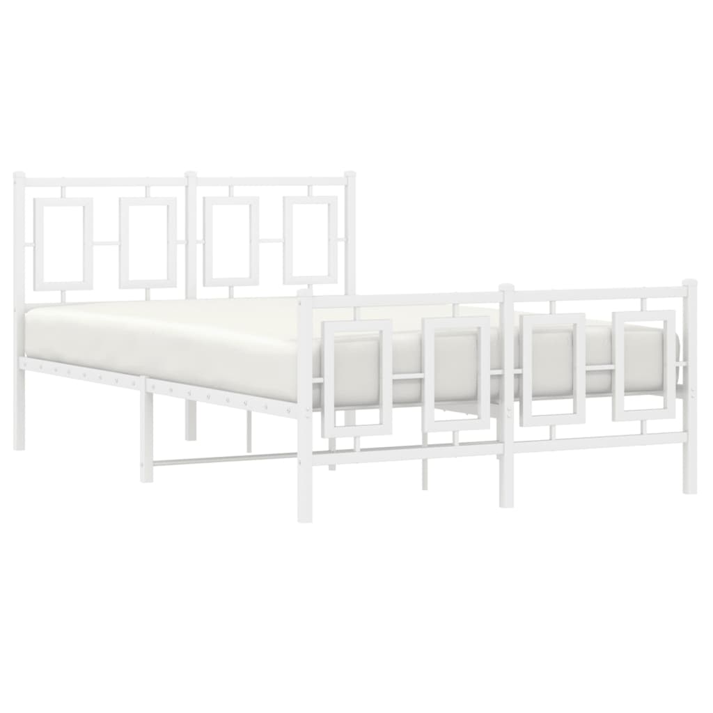 Metal Bed Frame without Mattress with Footboard White 120x190cm