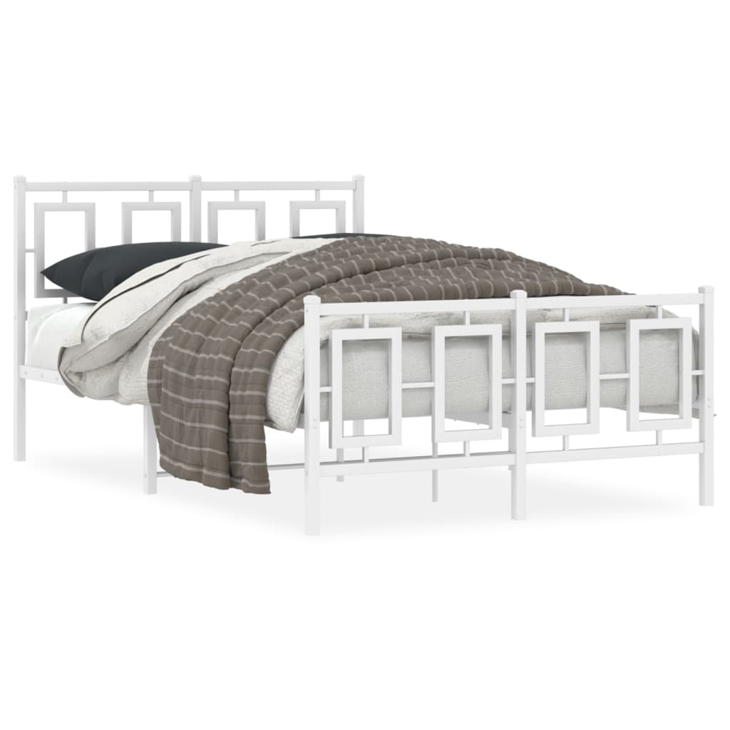 Metal Bed Frame without Mattress with Footboard White 120x200cm