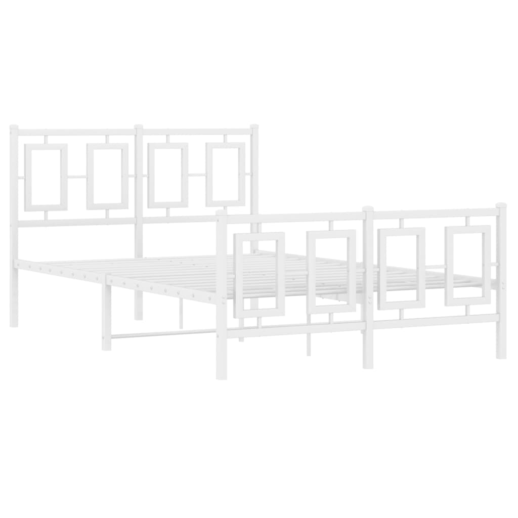 Metal Bed Frame without Mattress with Footboard White 120x200cm