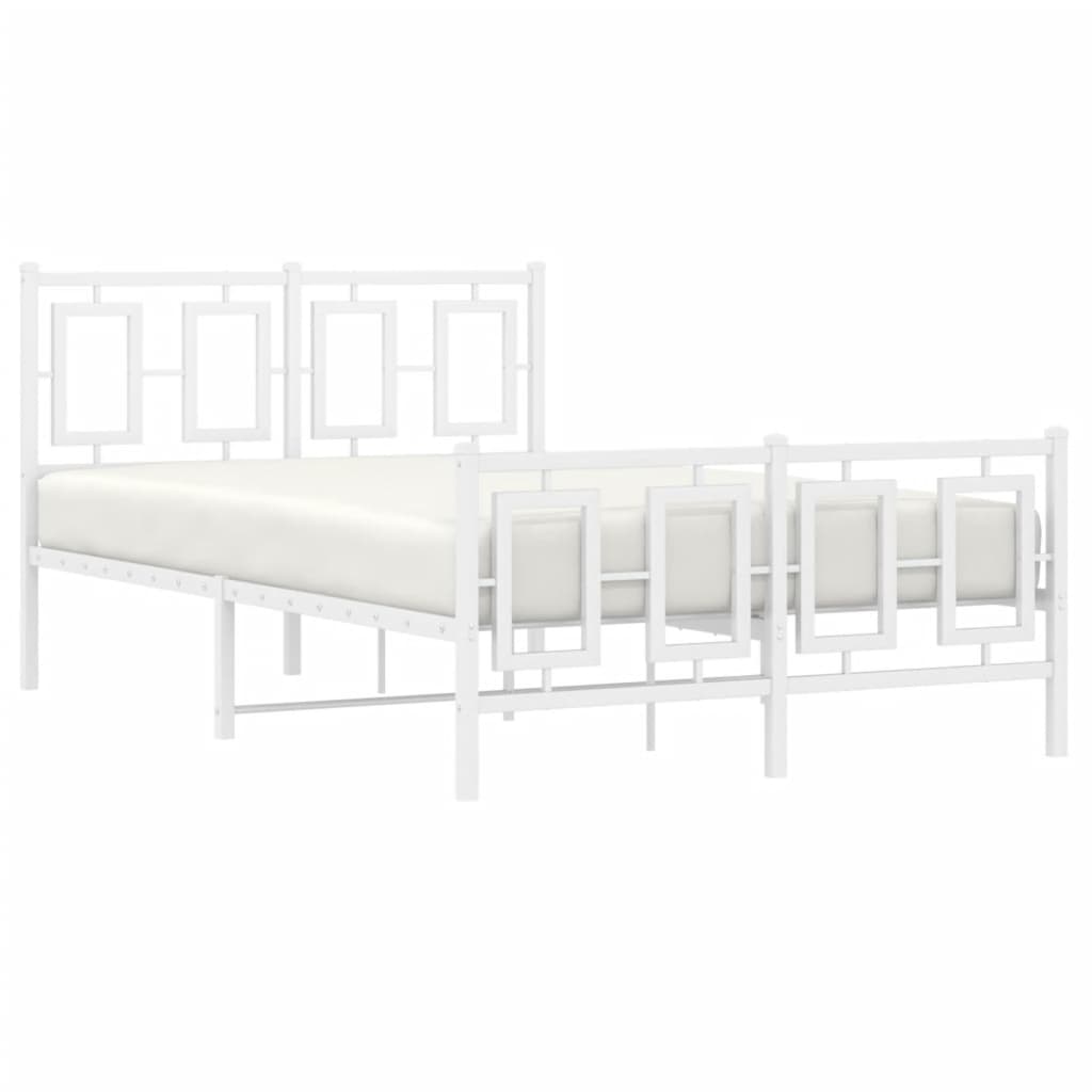 Metal Bed Frame without Mattress with Footboard White 120x200cm
