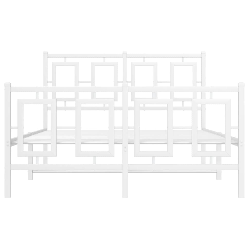 Metal Bed Frame without Mattress with Footboard White 120x200cm