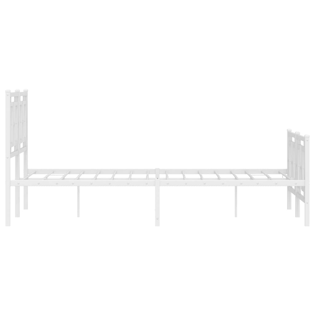 Metal Bed Frame without Mattress with Footboard White 120x200cm
