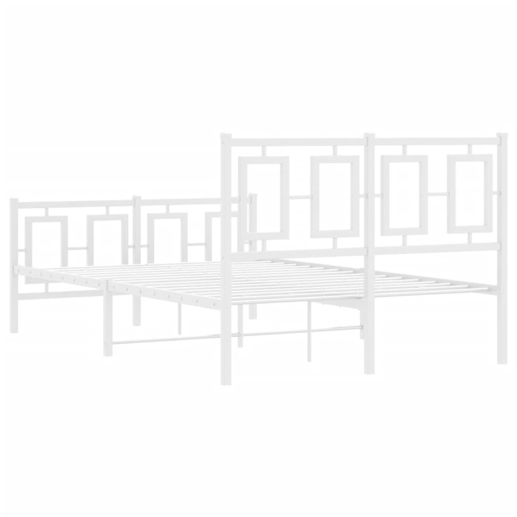 Metal Bed Frame without Mattress with Footboard White 120x200cm