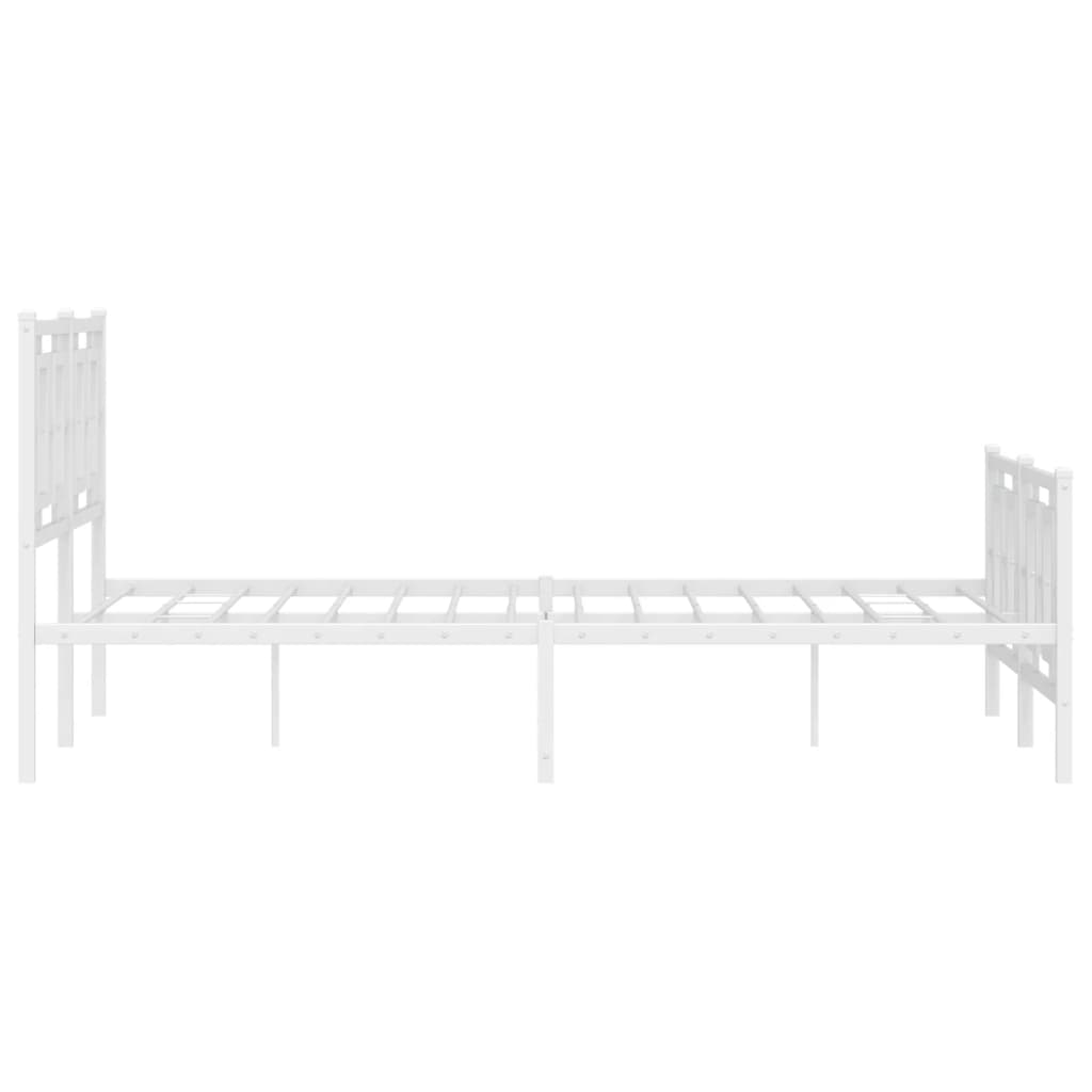 Metal Bed Frame without Mattress with Footboard White 135x190cm