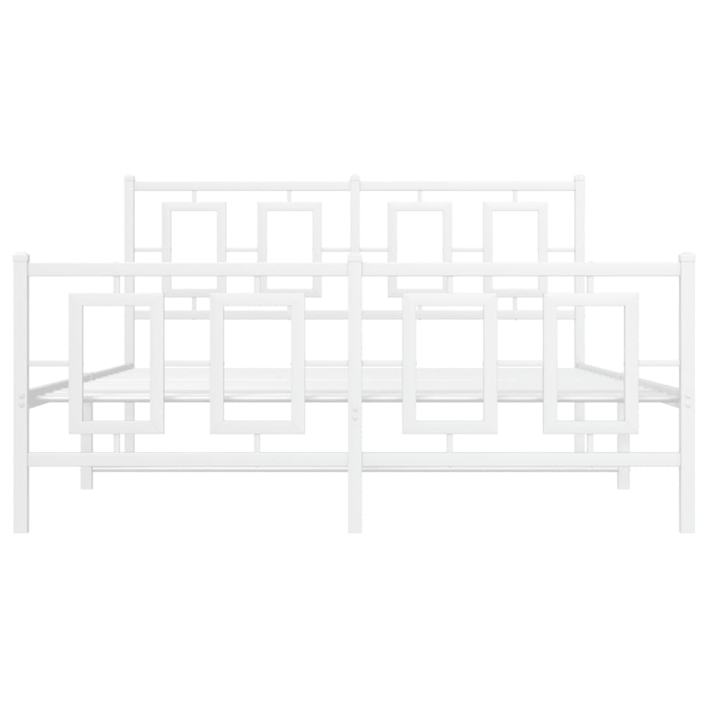 Metal Bed Frame without Mattress with Footboard White 140x200cm