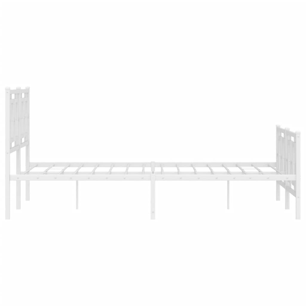 Metal Bed Frame without Mattress with Footboard White 140x200cm