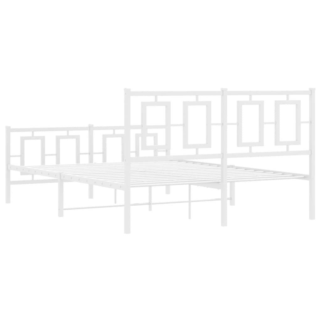Metal Bed Frame without Mattress with Footboard White 140x200cm
