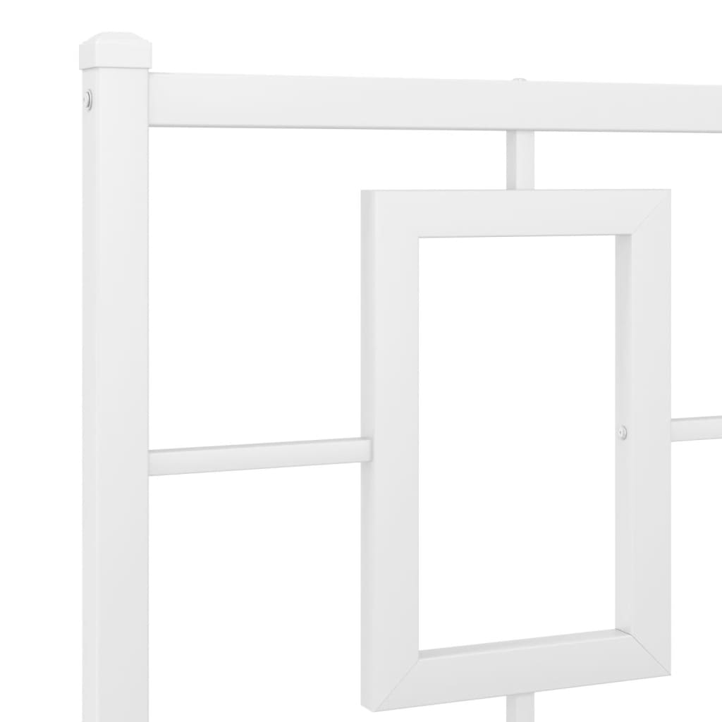 Metal Bed Frame without Mattress with Footboard White 140x200cm