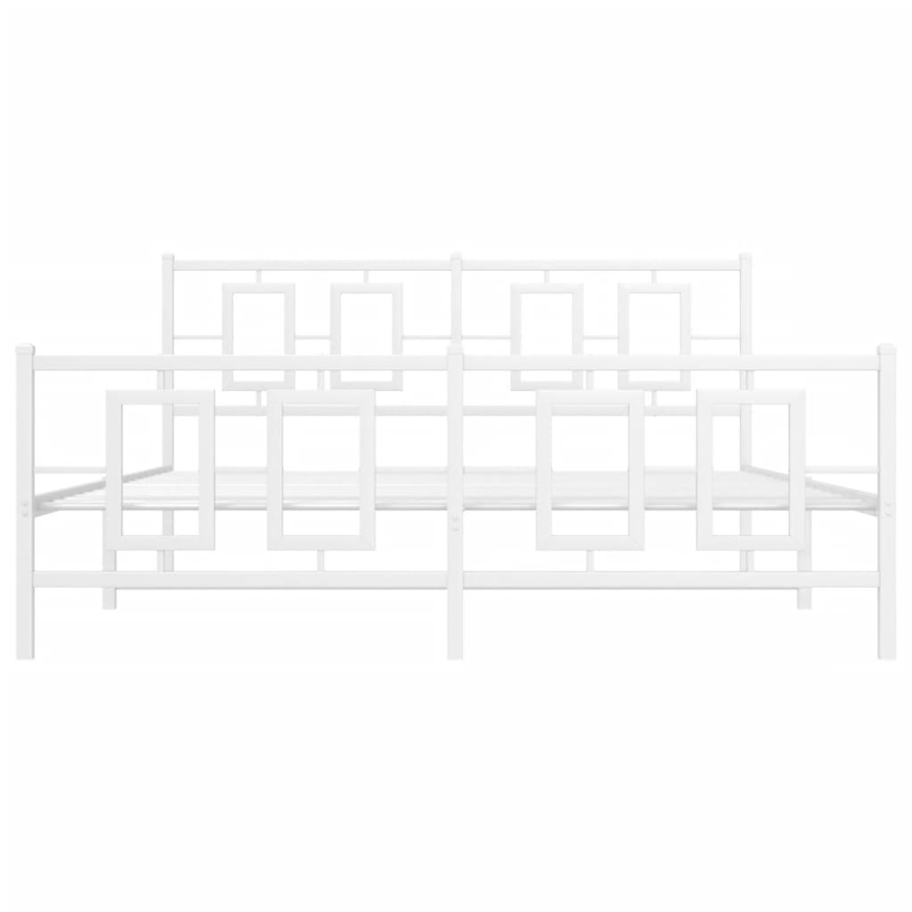 Metal Bed Frame without Mattress with Footboard White 150x200cm