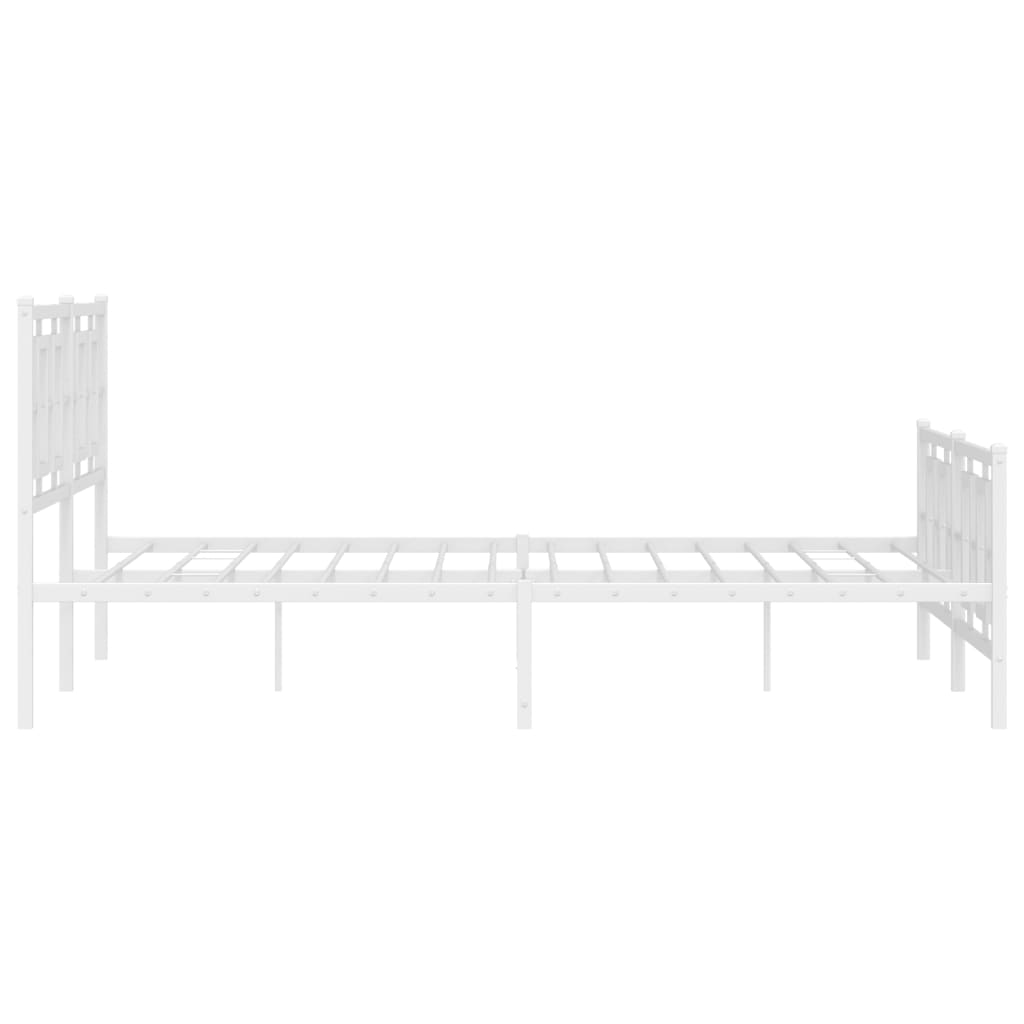Metal Bed Frame without Mattress with Footboard White 150x200cm